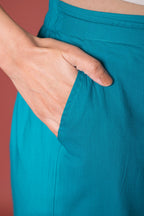 Turquoise Cotton Pleated Salwar