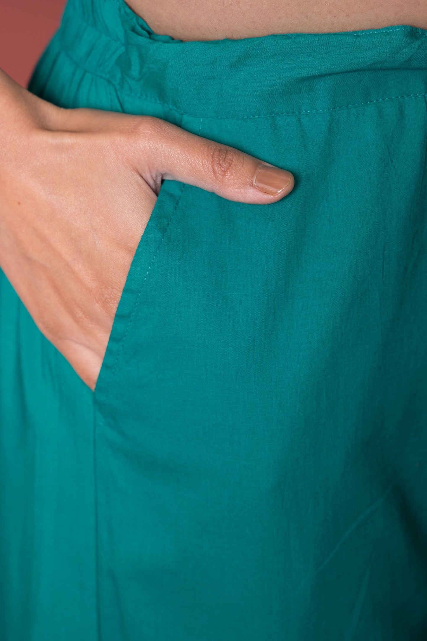 Pleated Cotton Salwar-Pure cotton-Rama Green