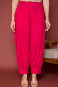 Pleated Cotton Salwar-Pure cotton- Magenta Pink