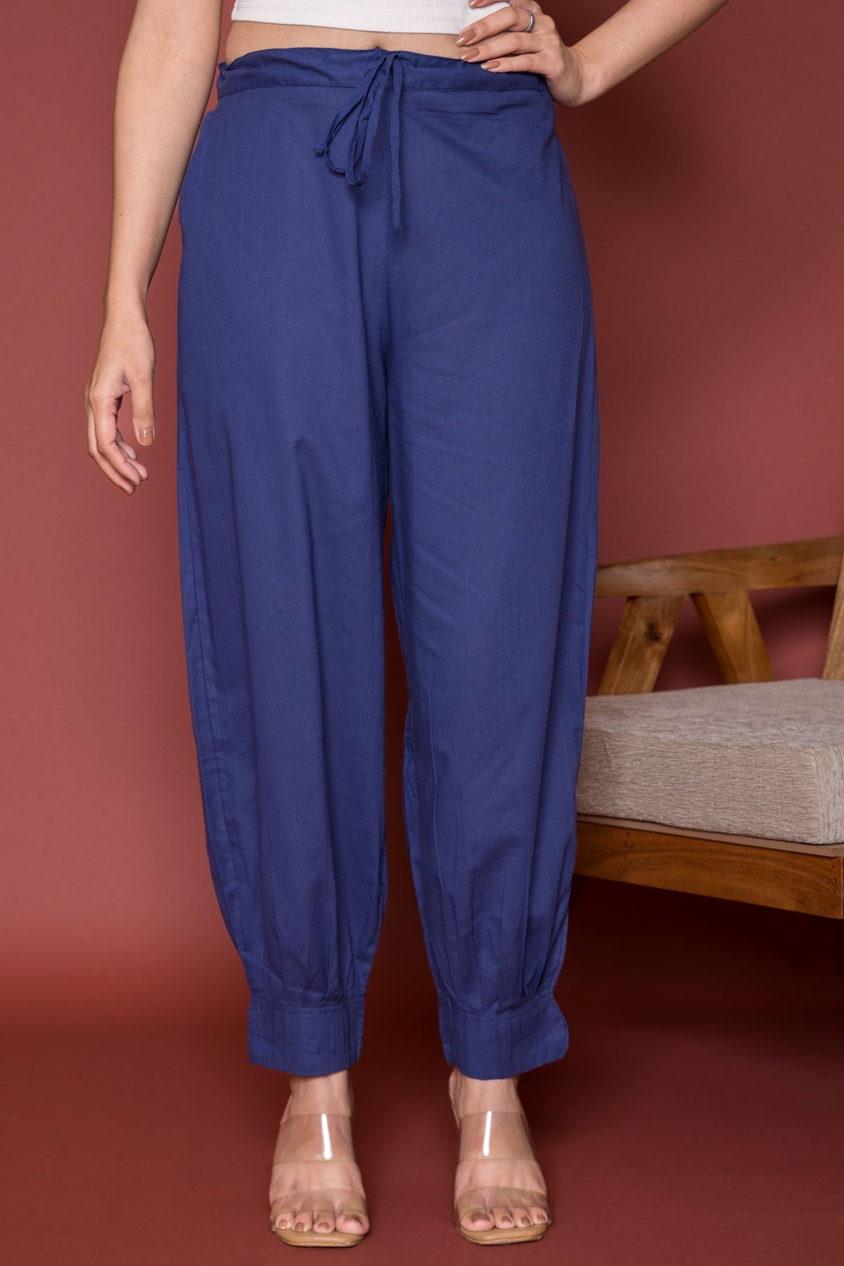 Ink Blue Cotton Pleated Salwar