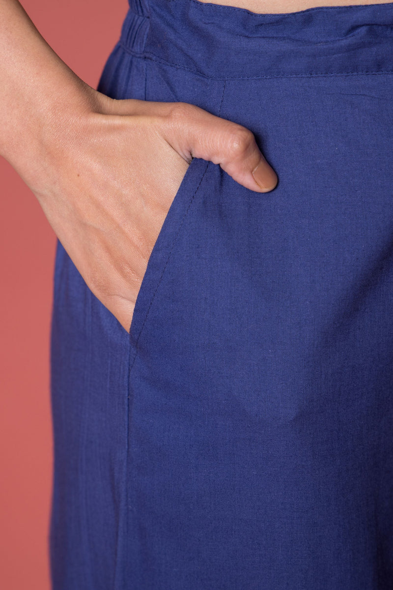 Ink Blue Cotton Pleated Salwar