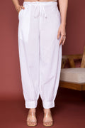 Pleated Cotton Salwar-Pure cotton-White