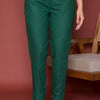 Bottle Green Cotton Pant For Women's