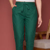 Bottle Green Cotton Pant For Women's