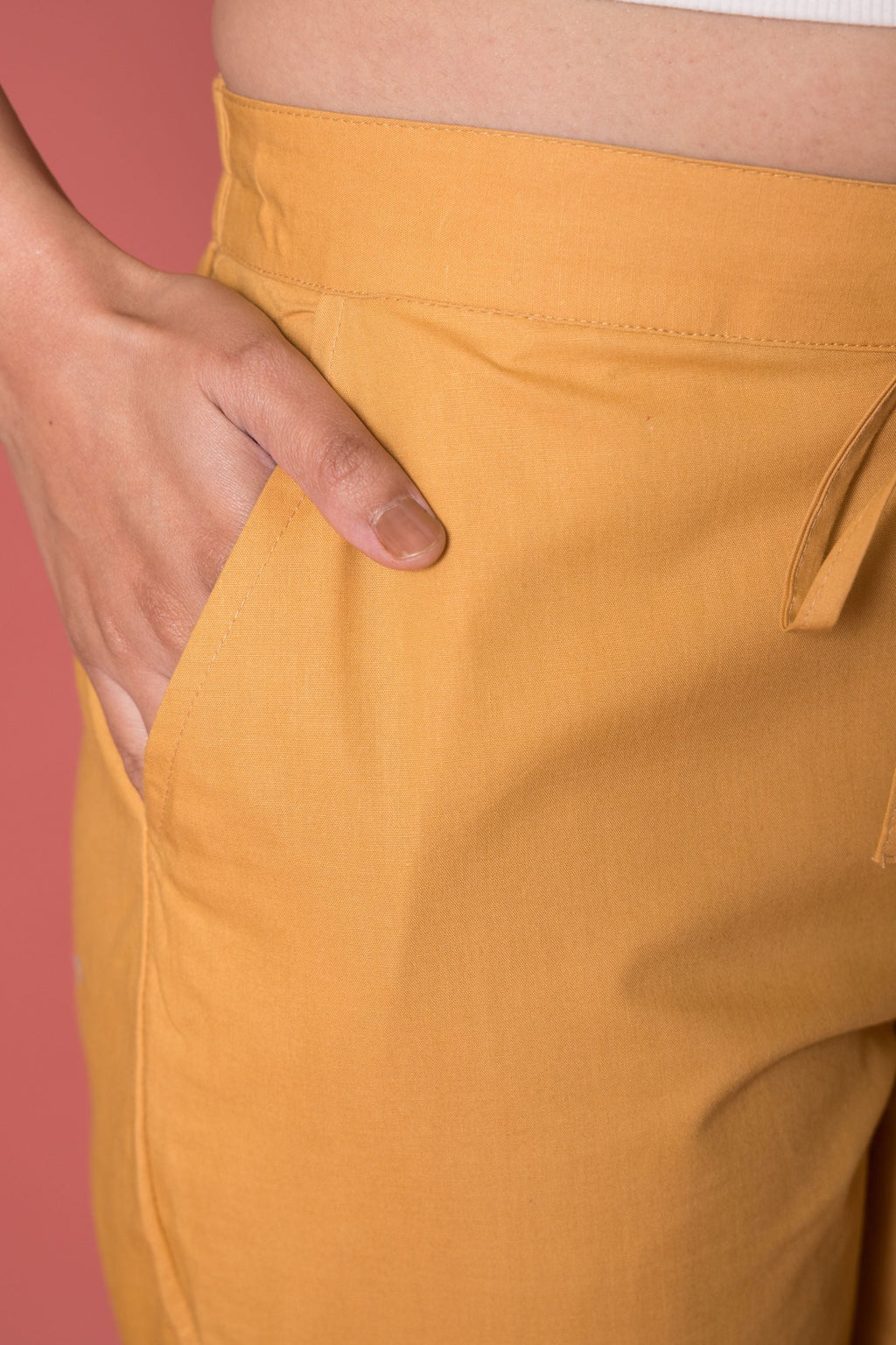 Light Beige Cotton Pants For Women's