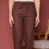 Dark Brown Cotton Pant For Women's
