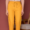 Light Mustard Cotton Pants For Women's