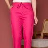 Rose Pink Cotton Pants For Women's
