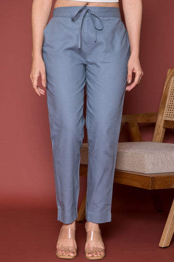 Gray Cotton Pant For Women's