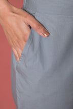 Light Gray Cotton Pants For Women's