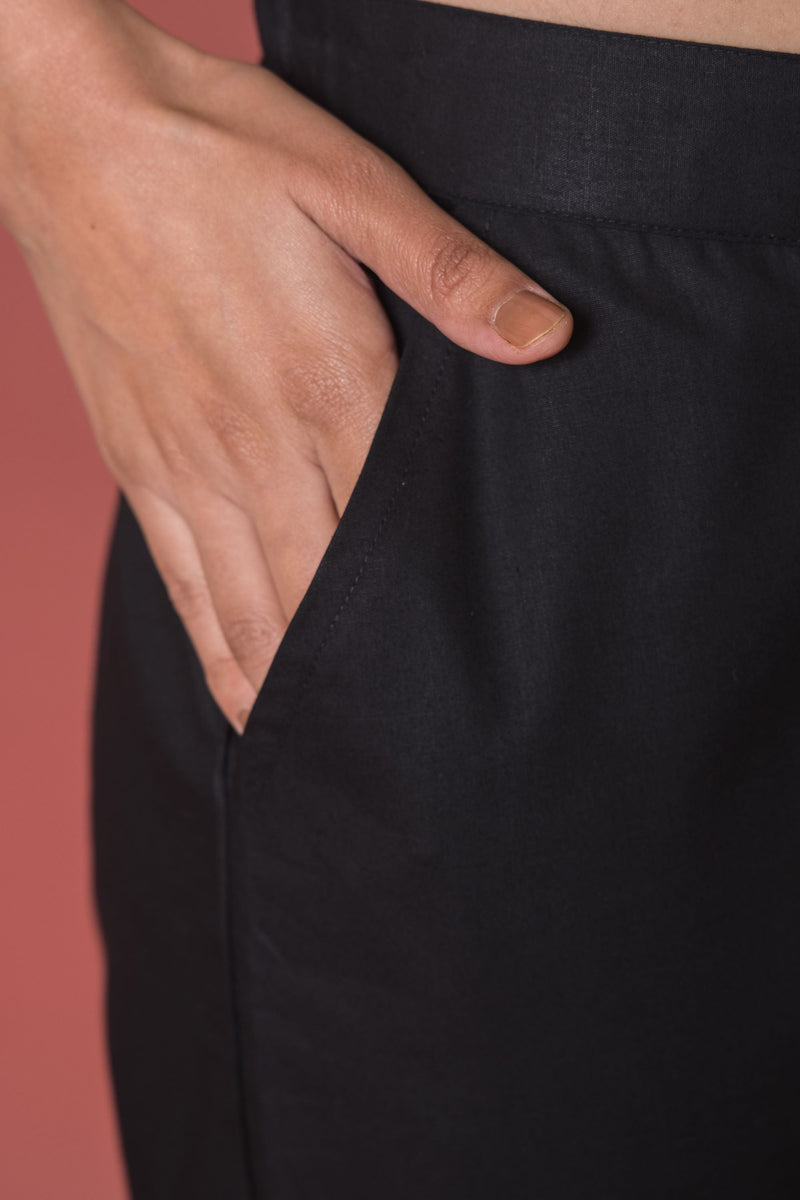 Black Cotton Pant For Women's