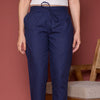 Ink Blue Cotton Pant For Women's