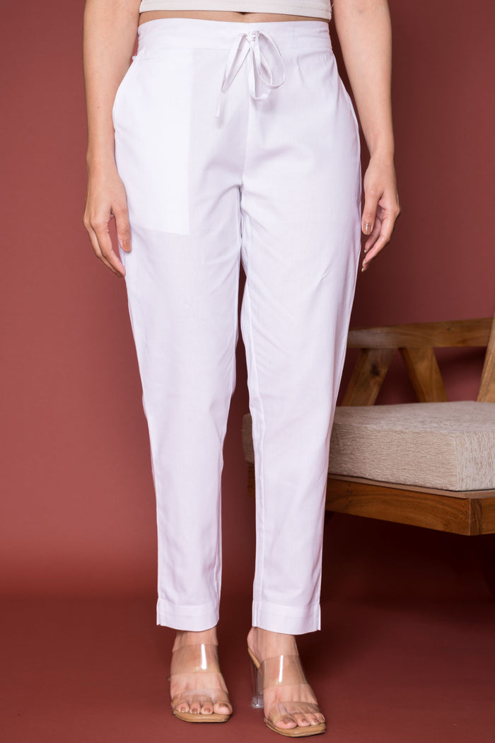 White Cotton Pant For Women's