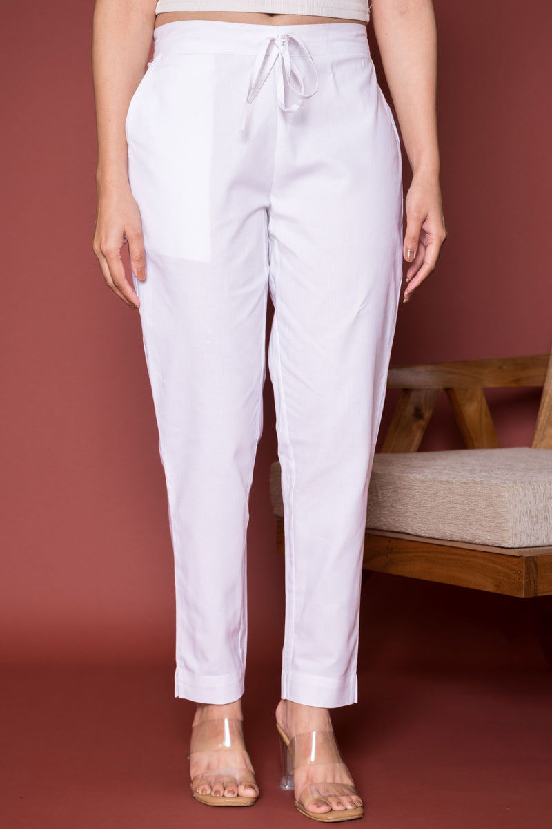 White Cotton Pant For Women's