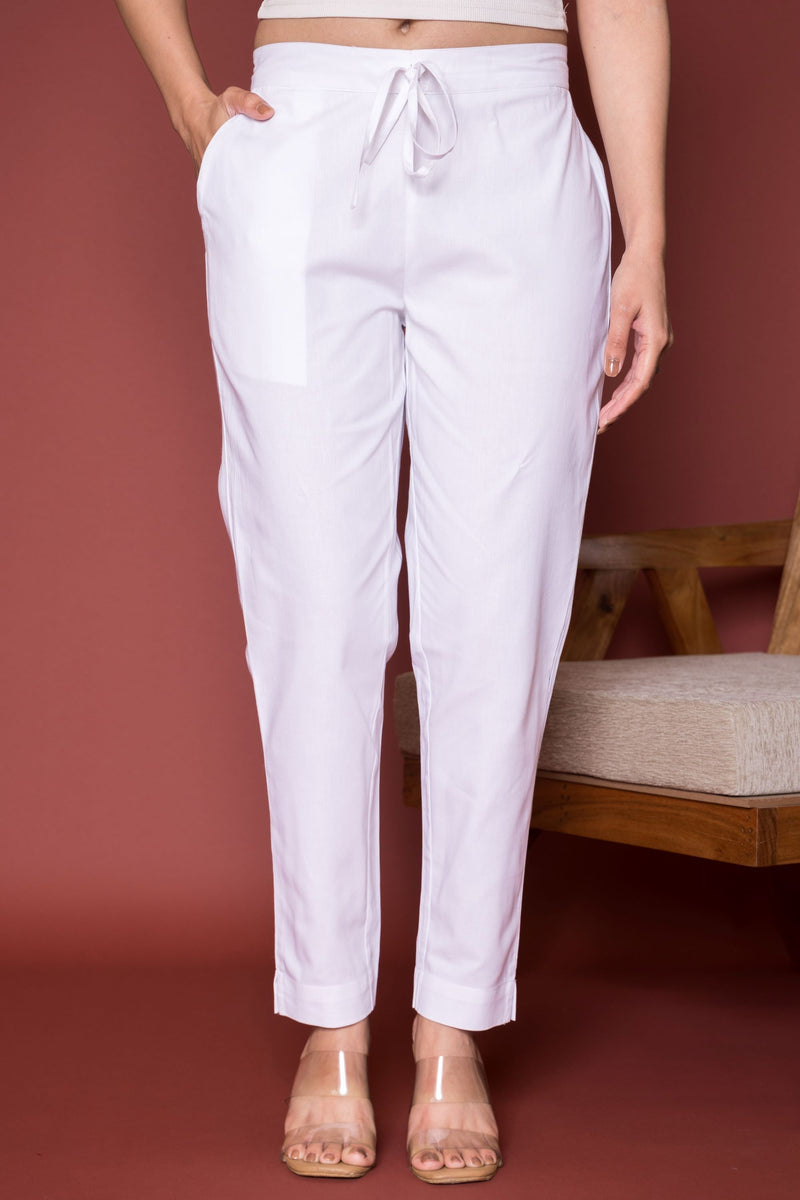 White Cotton Pant For Women's