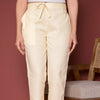 Cream Cotton Pant For Women's