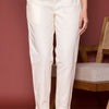 Off White Cotton Pants For Women's