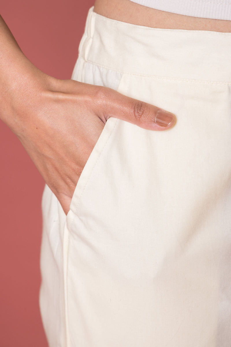 Off White Cotton Pants For Women's