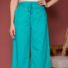 Turquoise Cotton Palazzo For Women's