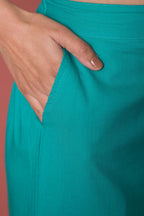 Turquoise Cotton Palazzo For Women's
