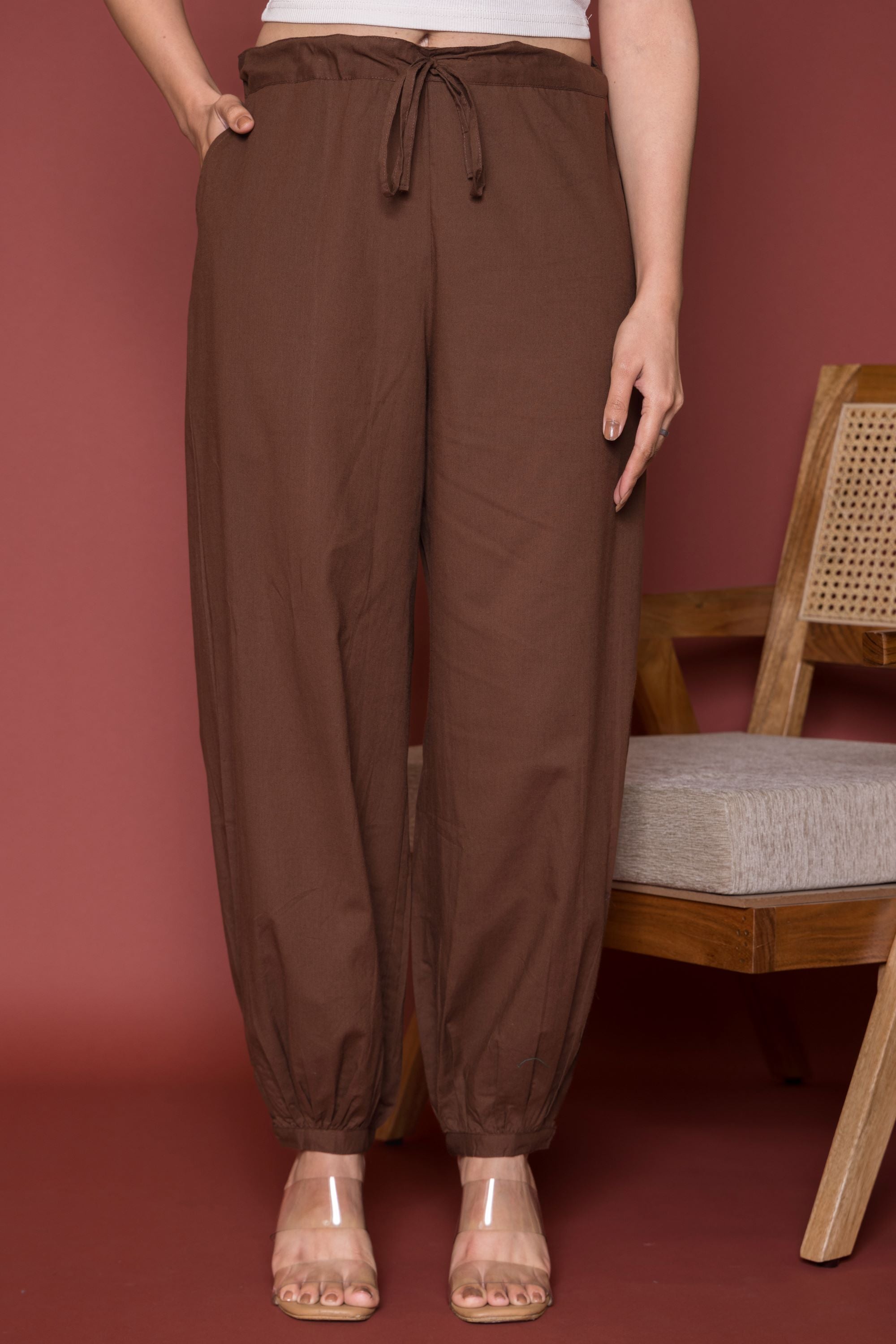 Brown Cotton Dhoti For Women's