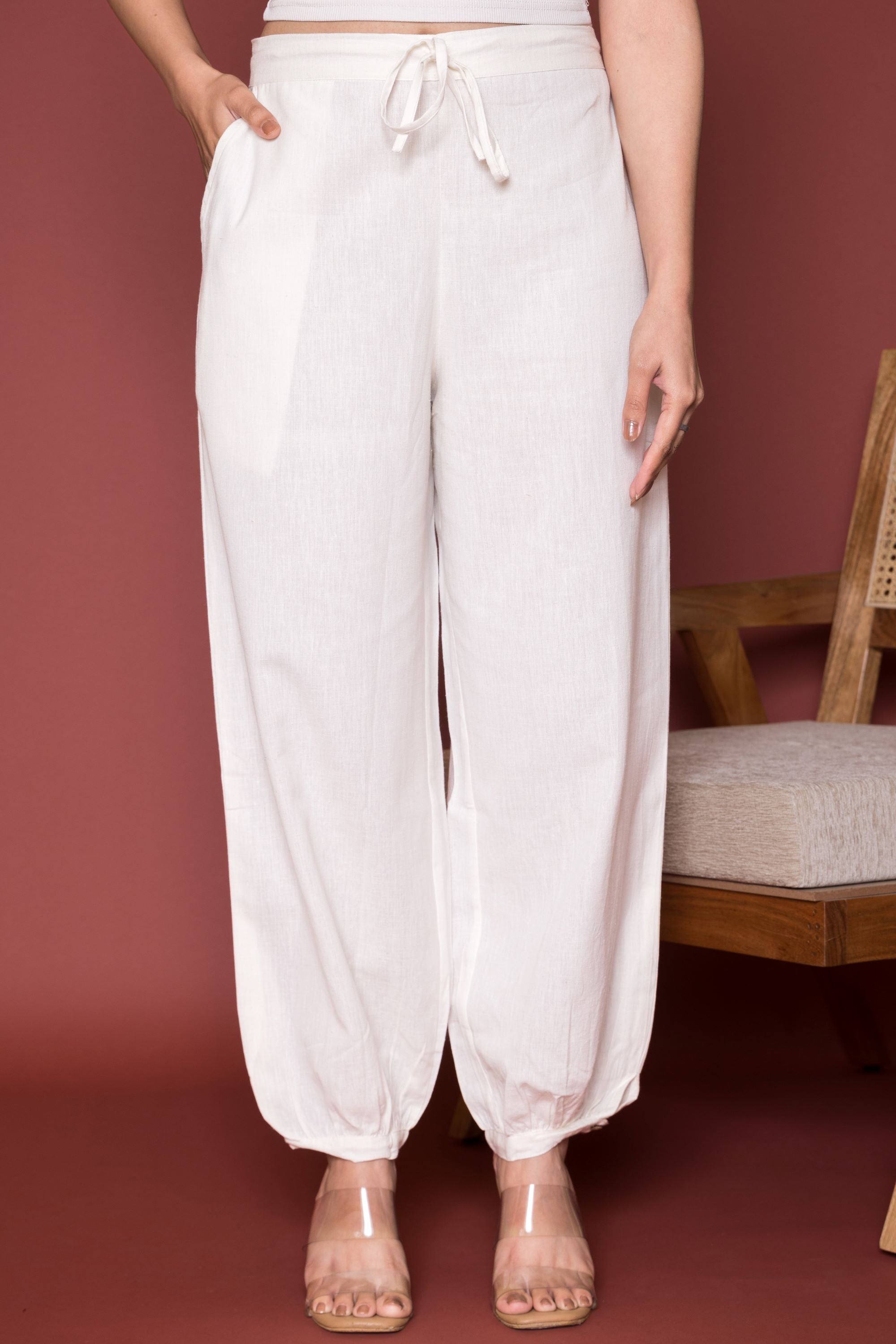 Off White Cotton Dhoti For Women's