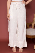 Off White Cotton Embroidery And Shiffly Work Bottom Pallazo