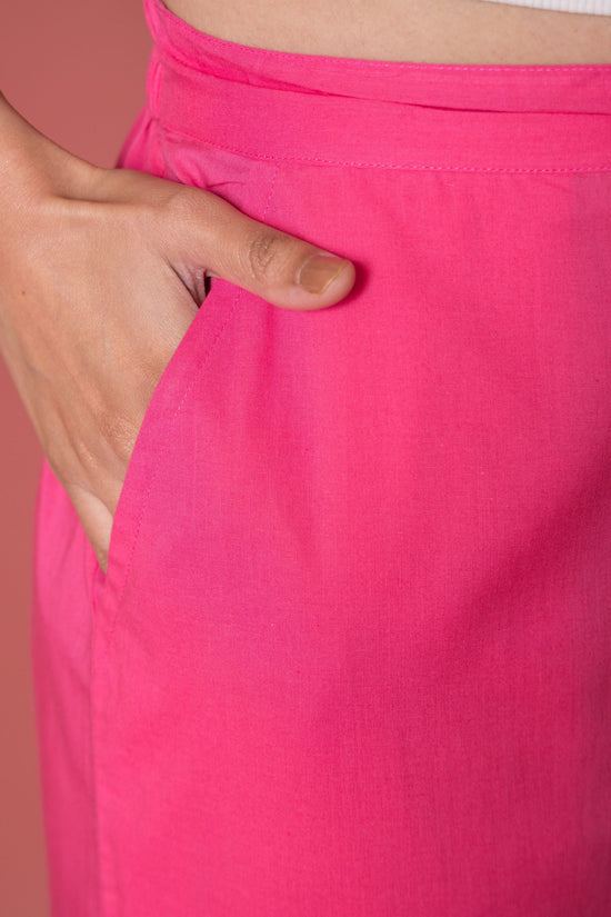 '-Bubblegum Cotton Palazzo For Women's