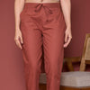 Rust Cotton Pants For Women's