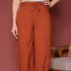 Pleated Cotton Salwar-Pure cotton-Rust