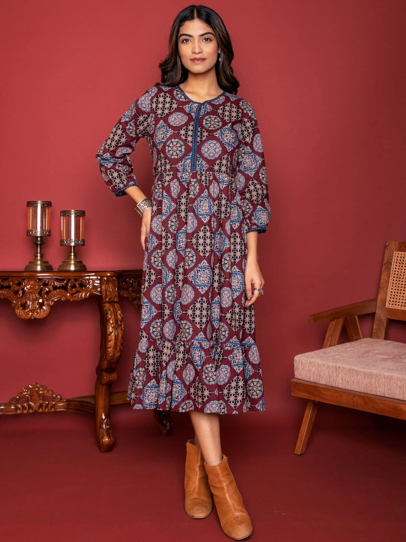 Jamuni Cotton Round Neck Dress For Women's