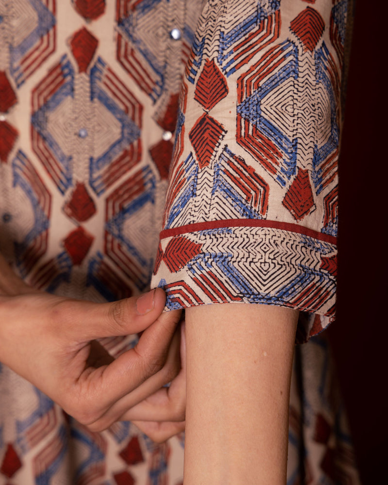 Rust Cotton A-Line Kurta For Women's