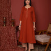 Rust Cotton Kurta Pant Set For Women's