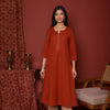 Rust Cotton Kurta Pant Set For Women's