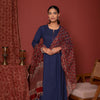 BLUE KURTA-HANDLOOM COTTON & DUPATTA-KOTA DORIYA FULL SET