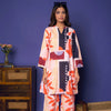 Multicolored Linen Blend Collar Neck With V Abstract Print Co-Ord For Women's