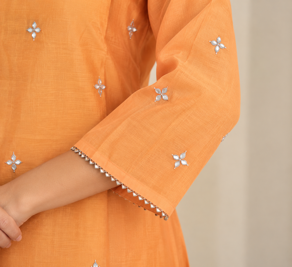 Pastel Orange Chanderi kurta