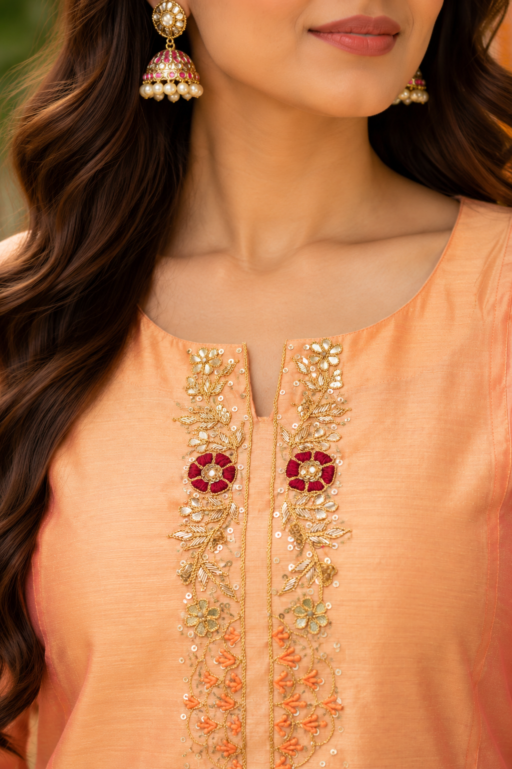 Orange Chanderi Kurta