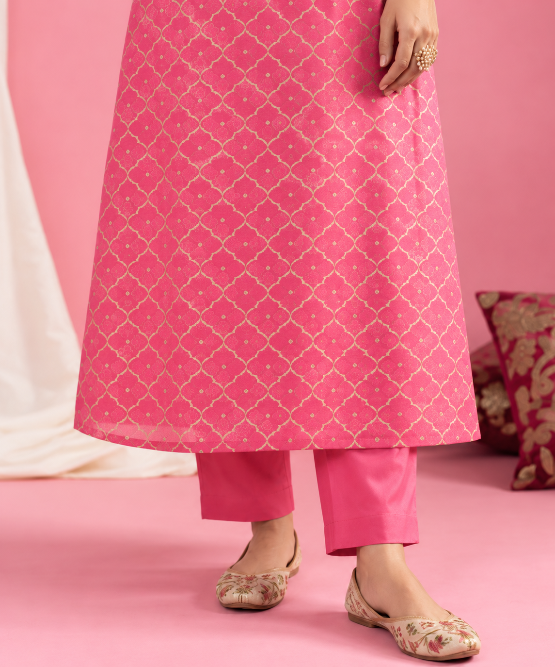 Pink Chanderi kurta
