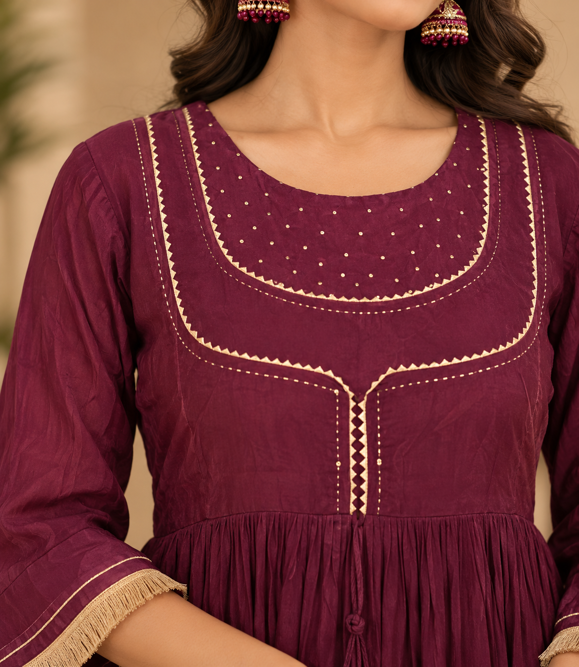 Brinjal upada silk and dupatta chanderi Complete Suit Set