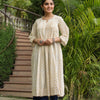 Cream Cotton Handblock Aline Kurta For Women's
