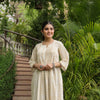 Cream Cotton Handblock Aline Kurta For Women's