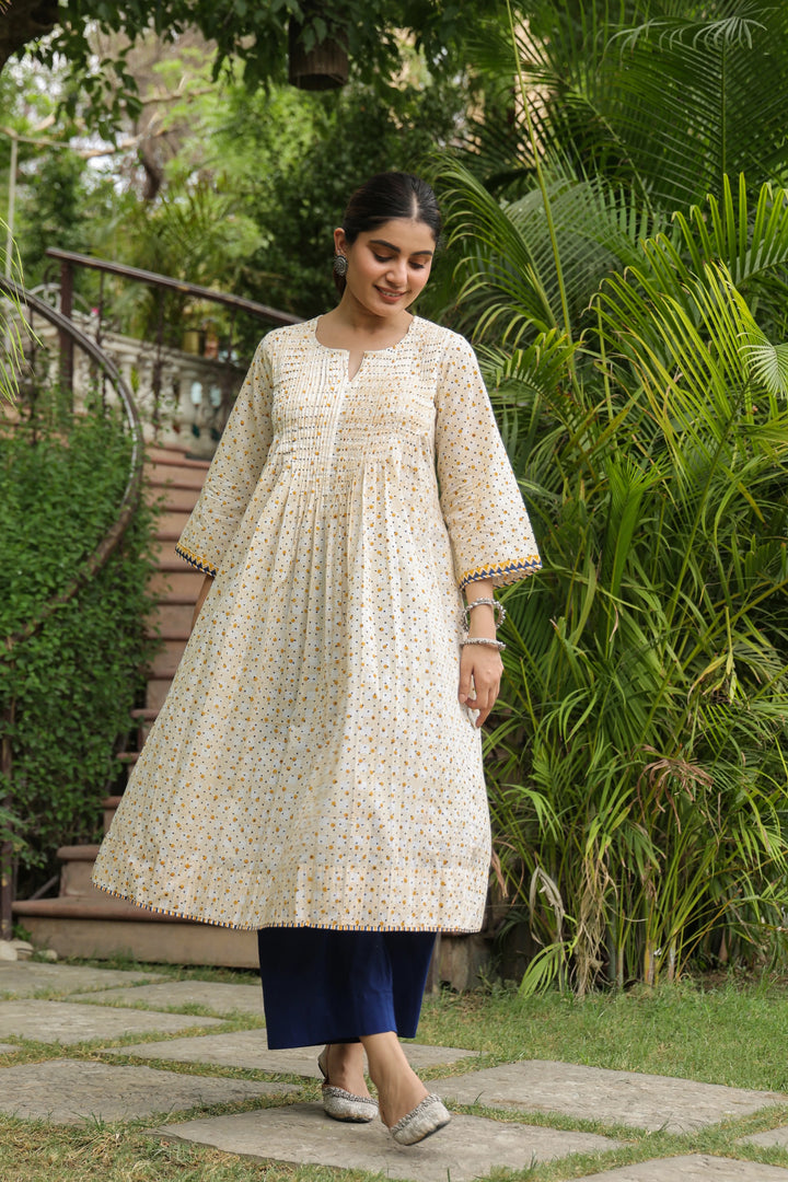 Shereen Handblock Aline Kurta-Collection for women