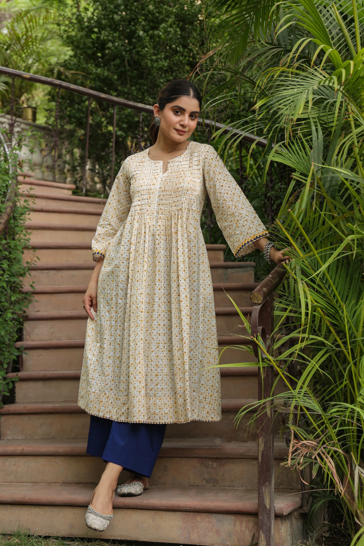 Shereen Handblock Aline Kurta-Collection for women