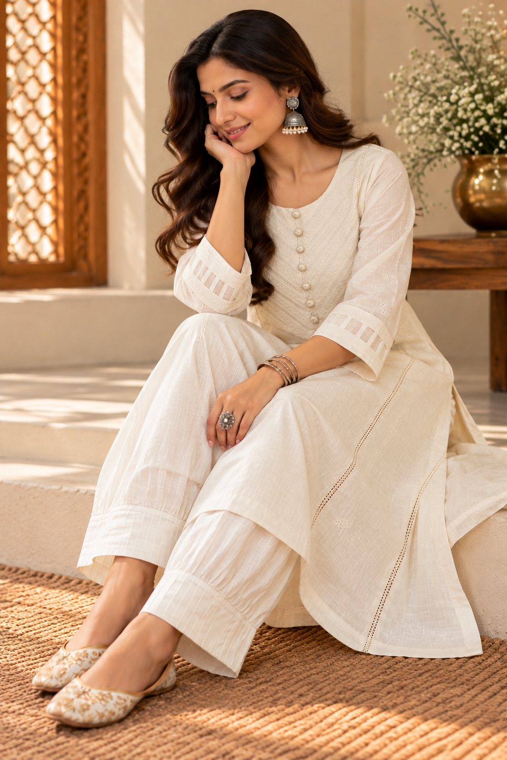 White Kurta Pant Set