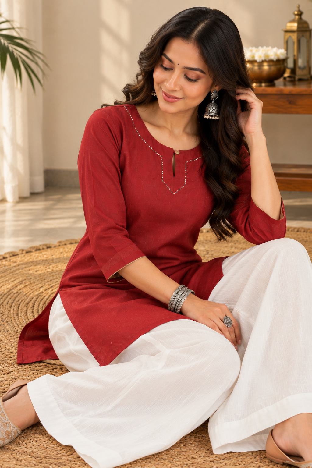 Red Chendari Kurti
