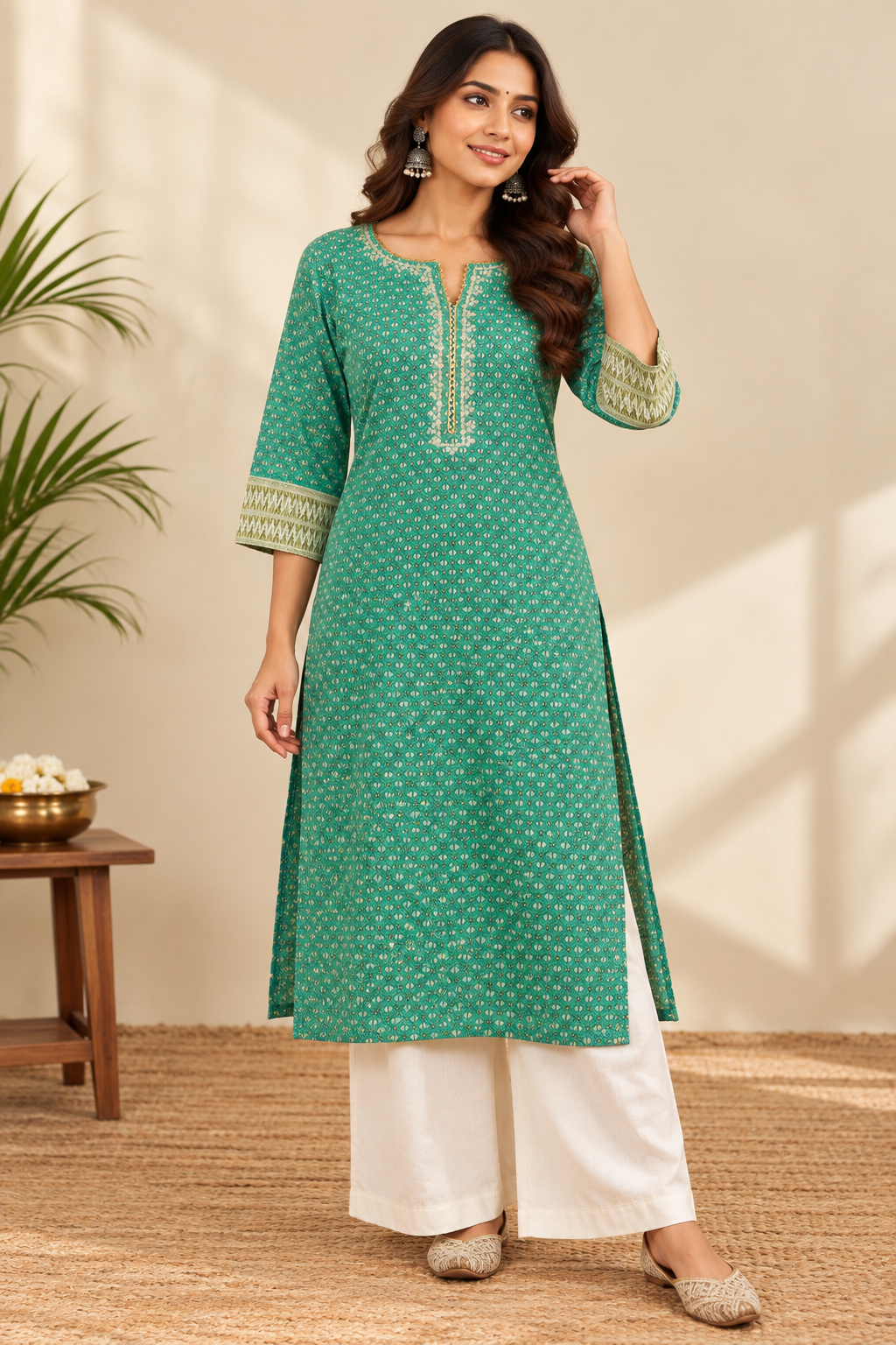 Jungle Green Chanderi Kurta Dupatta Set