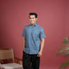 Indigo Cotton Printed Shirt For Men's