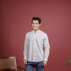 White Cotton Handblock Printed Shirt For Men's