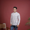 OFF WHITE,MULTICOLORED Chinese collar HANDBLOCK SHIRT FOR MEN'S